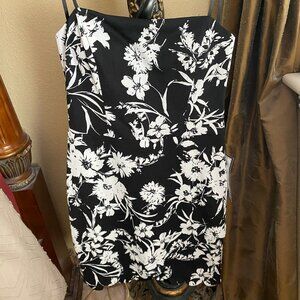 B.Darlin Black Floral Asymmetrical Dress Size 13/14 [NWT]
